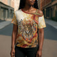 Menhit Cross Shoulder Shirt Lioness Warrior Goddess Uraeus Serpent Fire and Feathers Ancient Egyptian