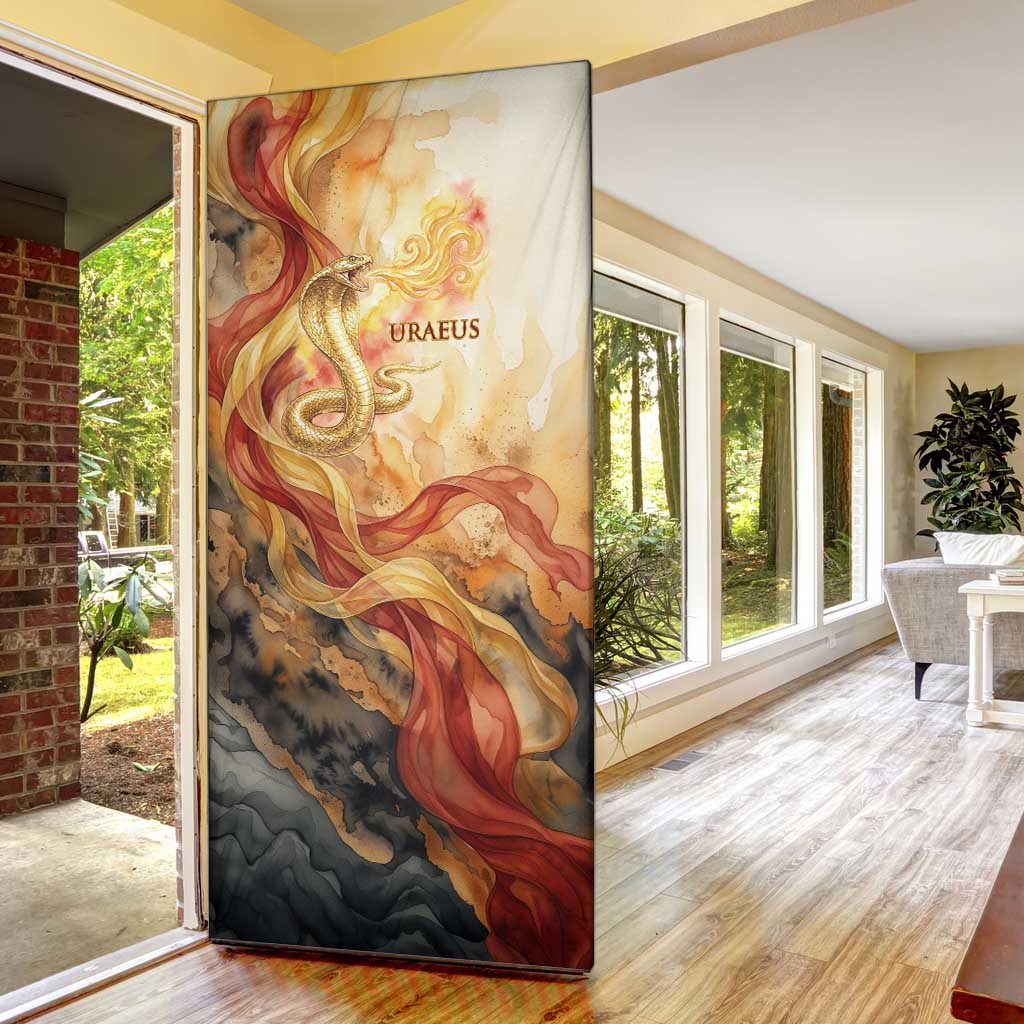Menhit Door Cover Lioness Warrior Goddess Uraeus Serpent Fire and Feathers Ancient Egyptian