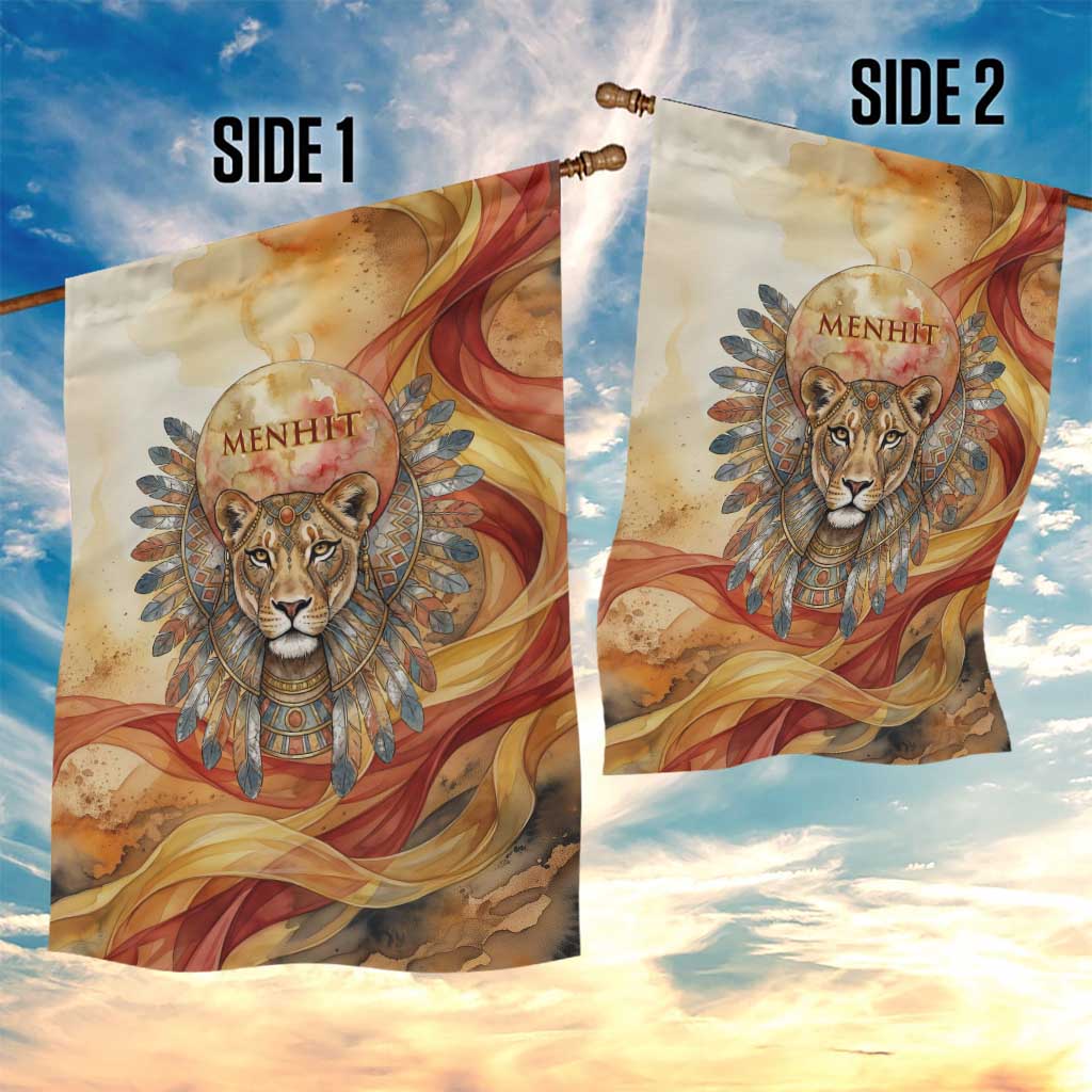 Menhit Garden Flag Lioness Warrior Goddess Uraeus Serpent Fire and Feathers Ancient Egyptian