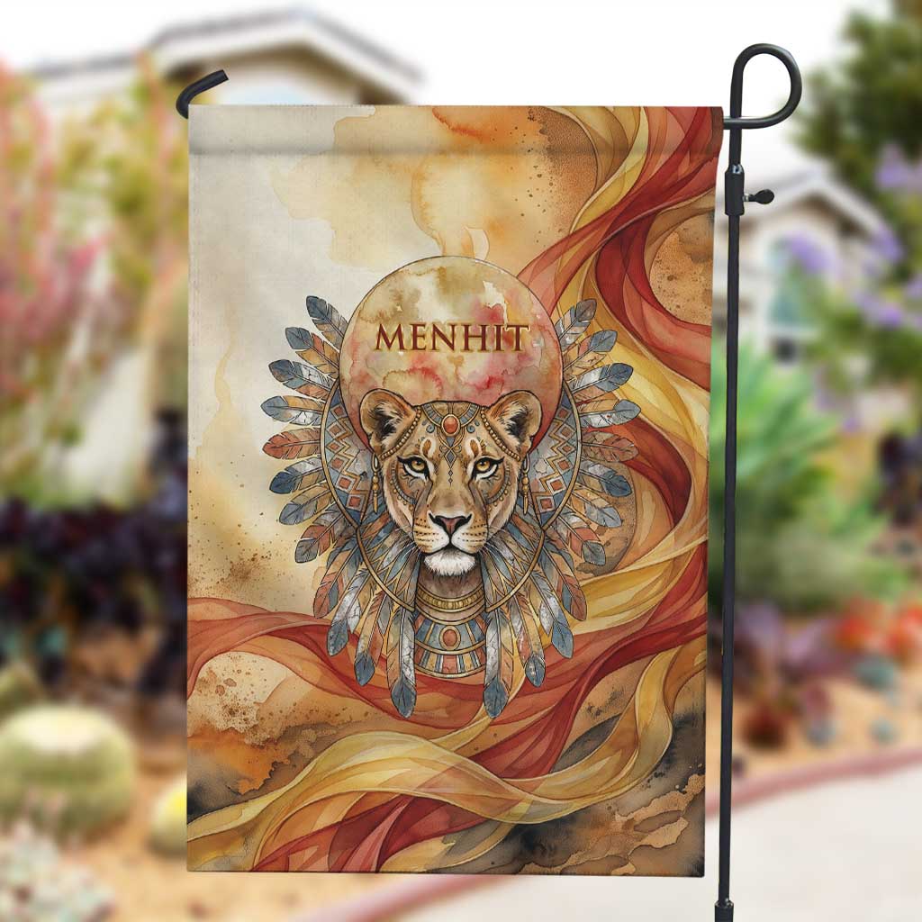 Menhit Garden Flag Lioness Warrior Goddess Uraeus Serpent Fire and Feathers Ancient Egyptian