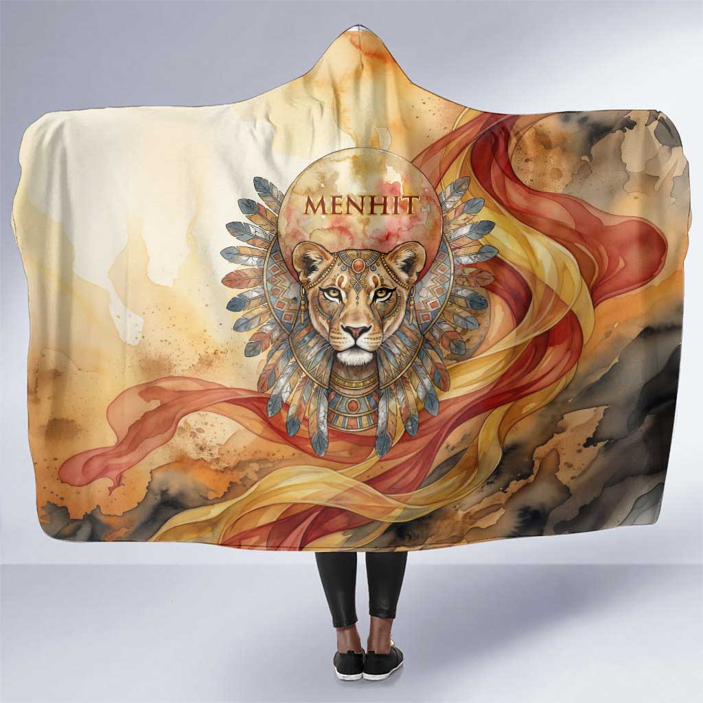 Menhit Hooded Blanket Lioness Warrior Goddess Uraeus Serpent Fire and Feathers Ancient Egyptian