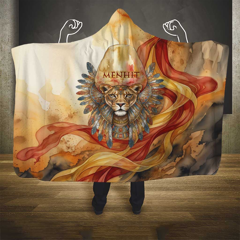 Menhit Hooded Blanket Lioness Warrior Goddess Uraeus Serpent Fire and Feathers Ancient Egyptian