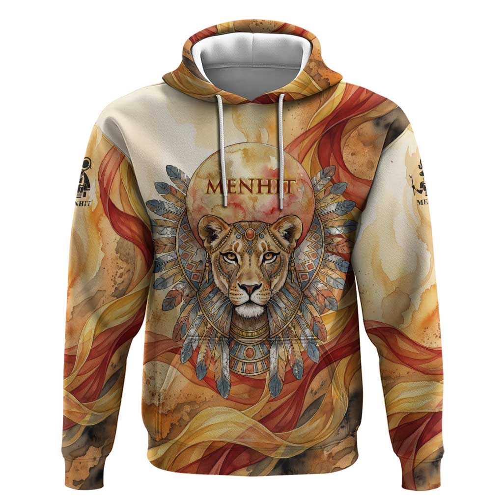 Menhit Hoodie Lioness Warrior Goddess Uraeus Serpent Fire and Feathers Ancient Egyptian