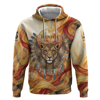 Menhit Hoodie Lioness Warrior Goddess Uraeus Serpent Fire and Feathers Ancient Egyptian
