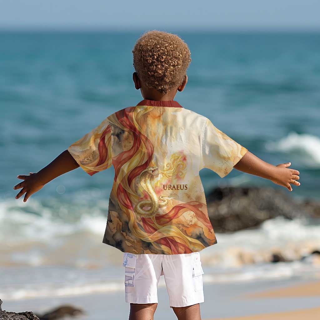 Menhit Kid Hawaiian Shirt Lioness Warrior Goddess Uraeus Serpent Fire and Feathers Ancient Egyptian