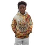 Menhit Kid Hoodie Lioness Warrior Goddess Uraeus Serpent Fire and Feathers Ancient Egyptian