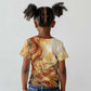 Menhit Kid T shirt Lioness Warrior Goddess Uraeus Serpent Fire and Feathers Ancient Egyptian