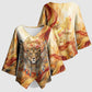 Menhit Kimono Sleeve Blouse Lioness Warrior Goddess Uraeus Serpent Fire and Feathers Ancient Egyptian