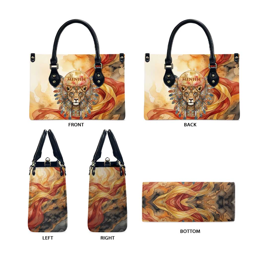 Menhit Leather Bag Lioness Warrior Goddess Uraeus Serpent Fire and Feathers Ancient Egyptian