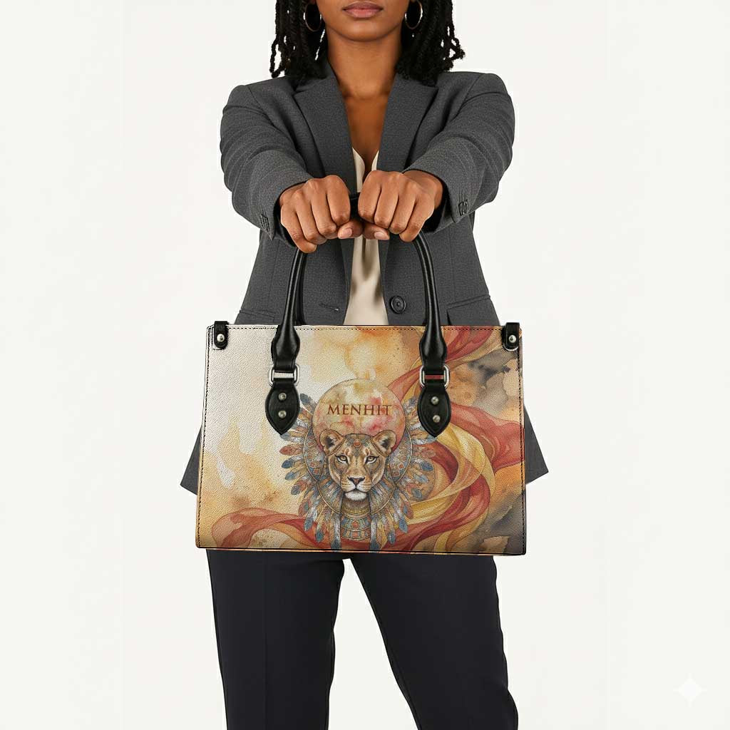 Menhit Leather Bag Lioness Warrior Goddess Uraeus Serpent Fire and Feathers Ancient Egyptian