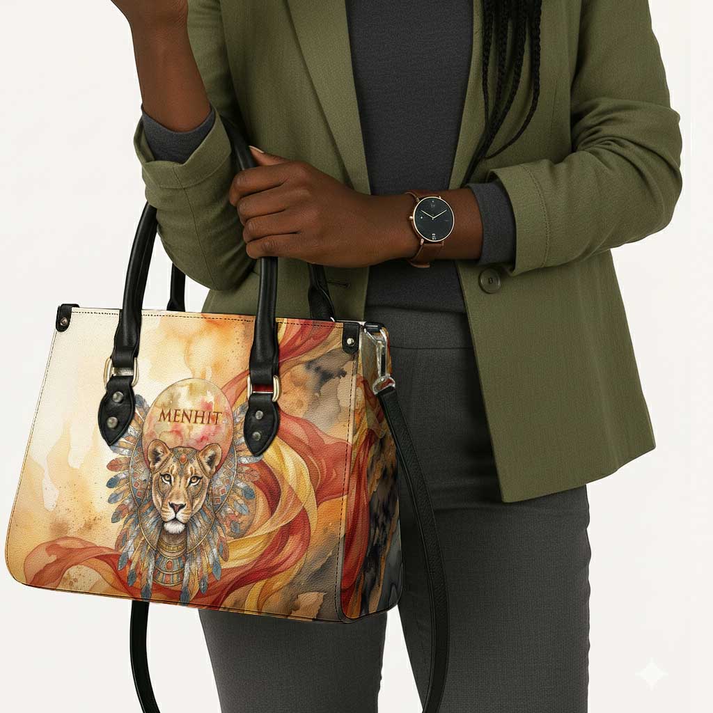 Menhit Leather Bag Lioness Warrior Goddess Uraeus Serpent Fire and Feathers Ancient Egyptian