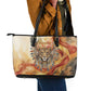 Menhit Leather Tote Bag Lioness Warrior Goddess Uraeus Serpent Fire and Feathers Ancient Egyptian