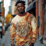 Menhit Long Sleeve Shirt Lioness Warrior Goddess Uraeus Serpent Fire and Feathers Ancient Egyptian
