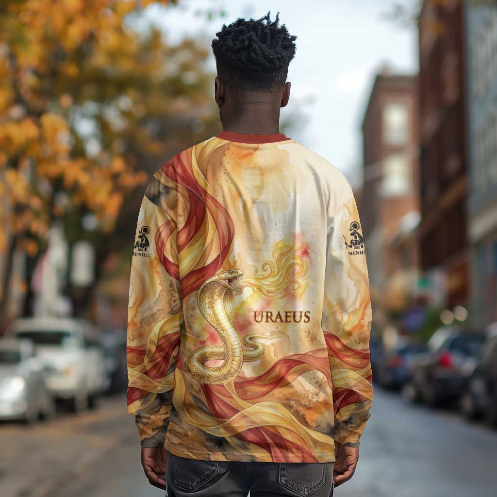 Menhit Long Sleeve Shirt Lioness Warrior Goddess Uraeus Serpent Fire and Feathers Ancient Egyptian