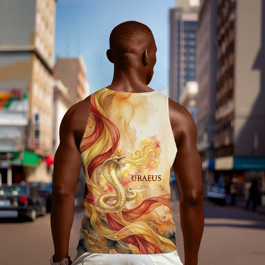 Menhit Men Tank Top Lioness Warrior Goddess Uraeus Serpent Fire and Feathers Ancient Egyptian
