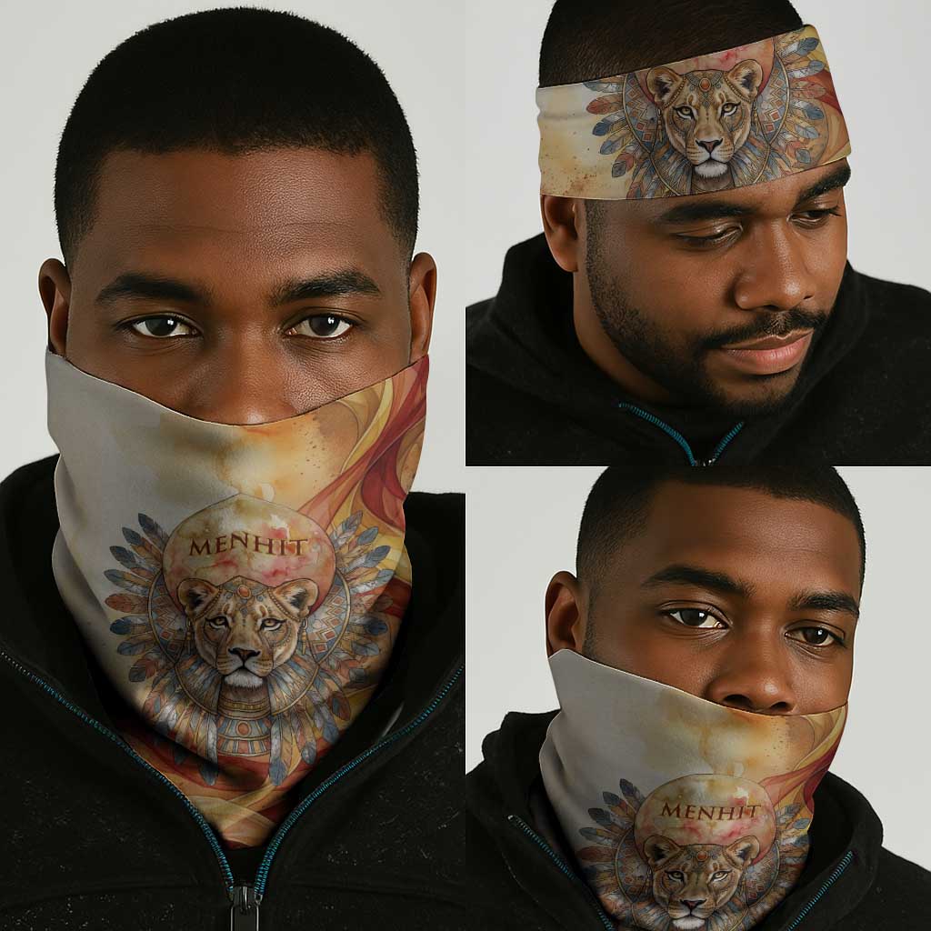 Menhit Neck Gaiter Lioness Warrior Goddess Uraeus Serpent Fire and Feathers Ancient Egyptian
