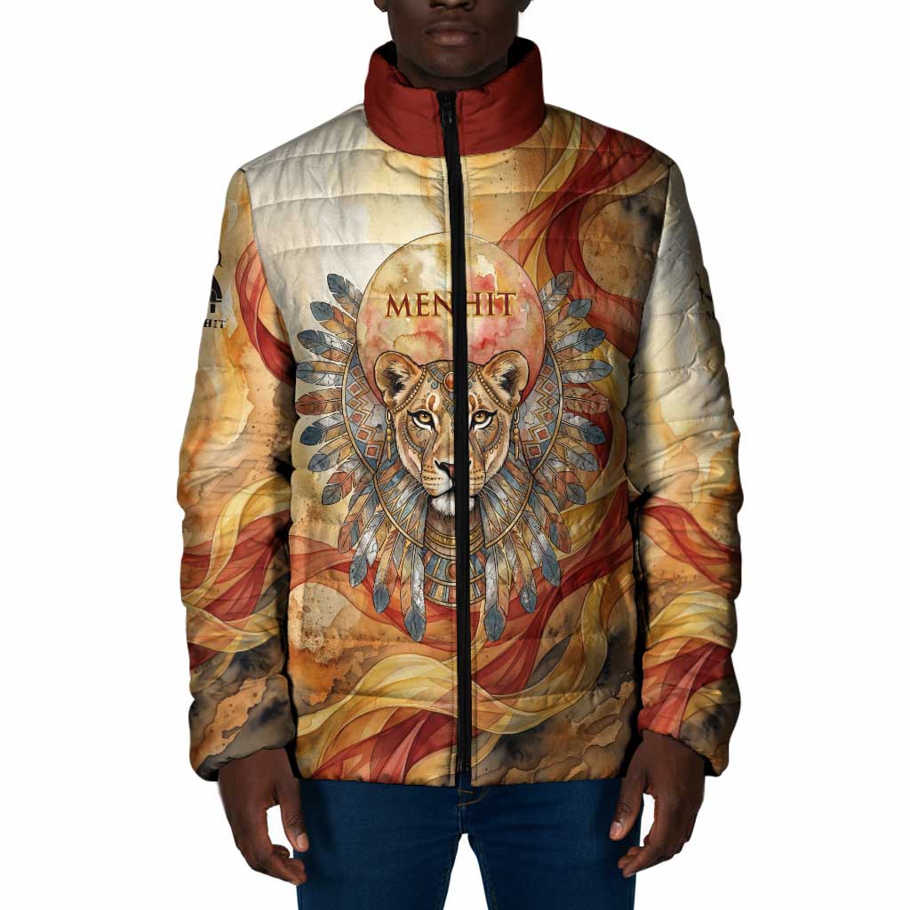 Menhit Padded Jacket Lioness Warrior Goddess Uraeus Serpent Fire and Feathers Ancient Egyptian