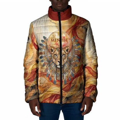 Menhit Padded Jacket Lioness Warrior Goddess Uraeus Serpent Fire and Feathers Ancient Egyptian