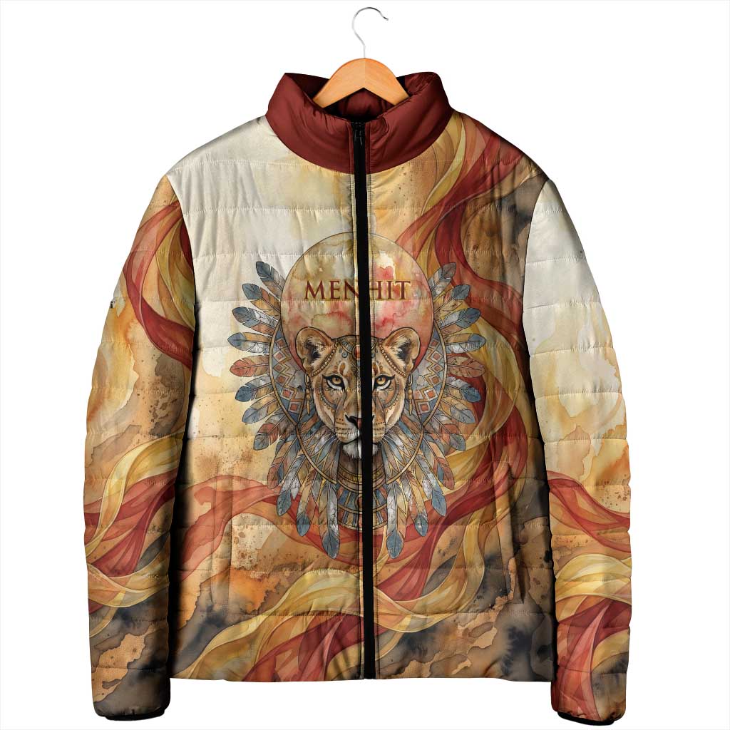 Menhit Padded Jacket Lioness Warrior Goddess Uraeus Serpent Fire and Feathers Ancient Egyptian