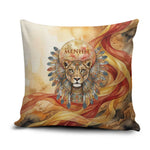Menhit Pillow Cover Lioness Warrior Goddess Uraeus Serpent Fire and Feathers Ancient Egyptian
