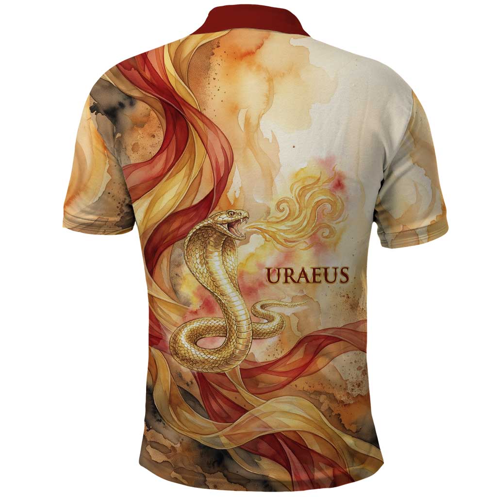 Menhit Polo Shirt Lioness Warrior Goddess Uraeus Serpent Fire and Feathers Ancient Egyptian