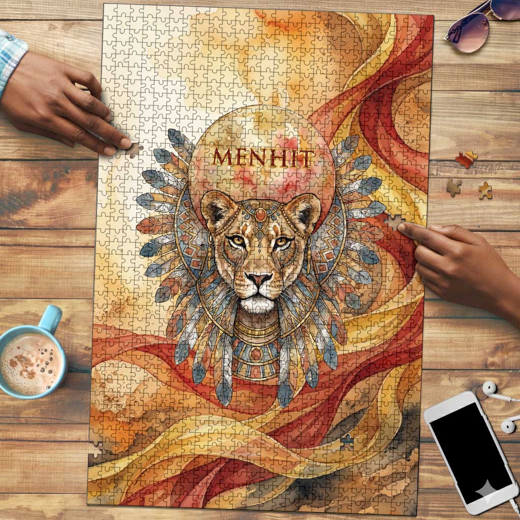 Menhit Puzzle Lioness Warrior Goddess Uraeus Serpent Fire and Feathers Ancient Egyptian