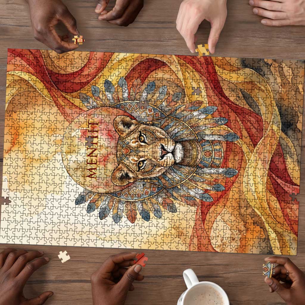 Menhit Puzzle Lioness Warrior Goddess Uraeus Serpent Fire and Feathers Ancient Egyptian