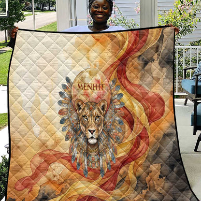 Menhit Quilt Lioness Warrior Goddess Uraeus Serpent Fire and Feathers Ancient Egyptian