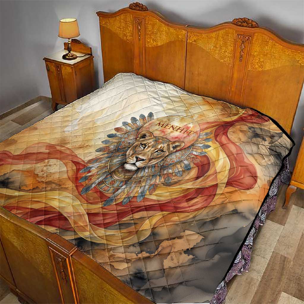 Menhit Quilt Lioness Warrior Goddess Uraeus Serpent Fire and Feathers Ancient Egyptian
