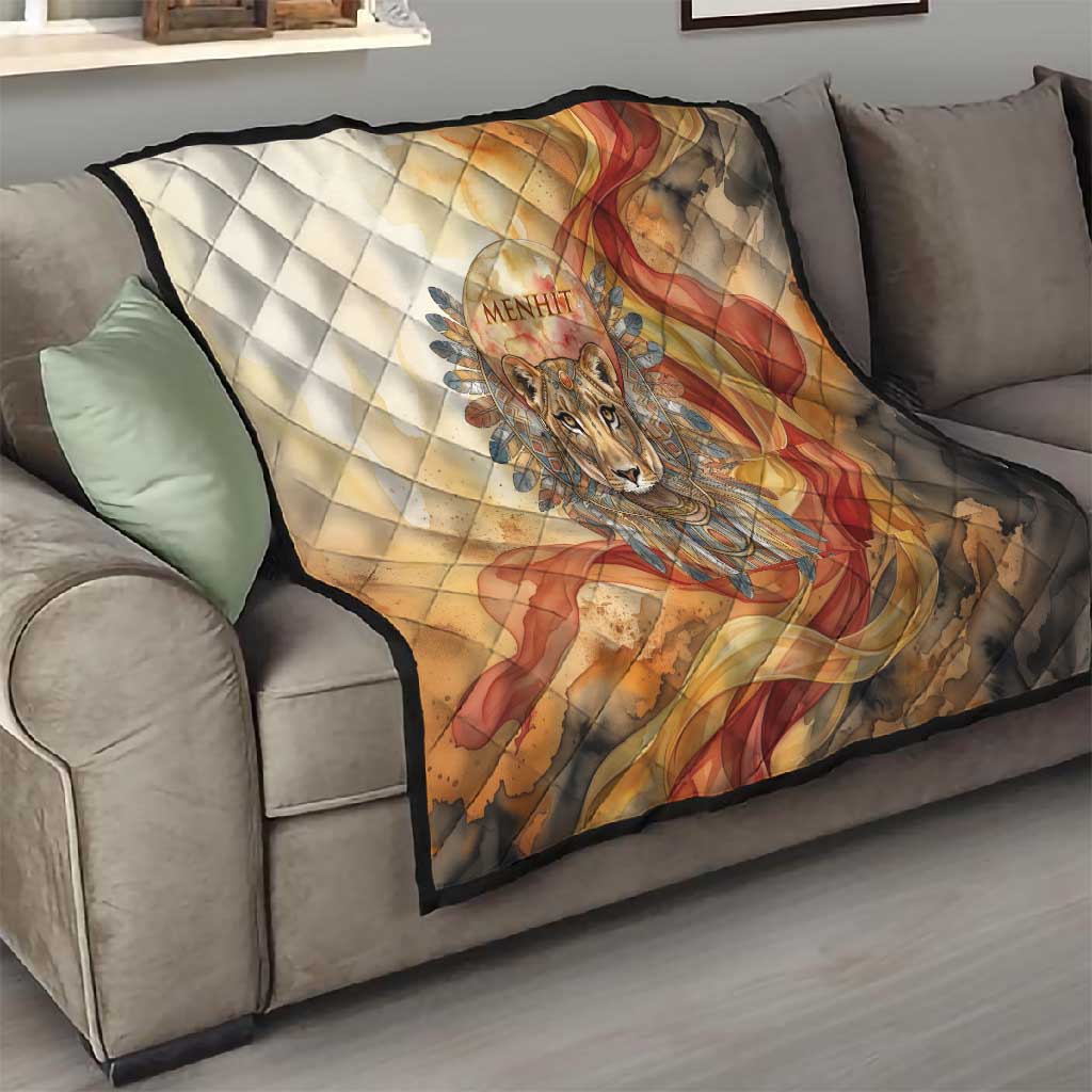 Menhit Quilt Lioness Warrior Goddess Uraeus Serpent Fire and Feathers Ancient Egyptian