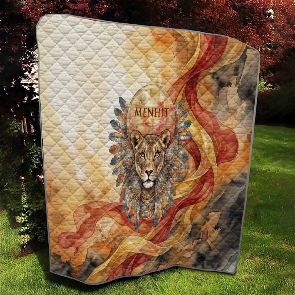 Menhit Quilt Lioness Warrior Goddess Uraeus Serpent Fire and Feathers Ancient Egyptian
