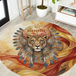 Menhit Round Carpet Lioness Warrior Goddess Uraeus Serpent Fire and Feathers Ancient Egyptian