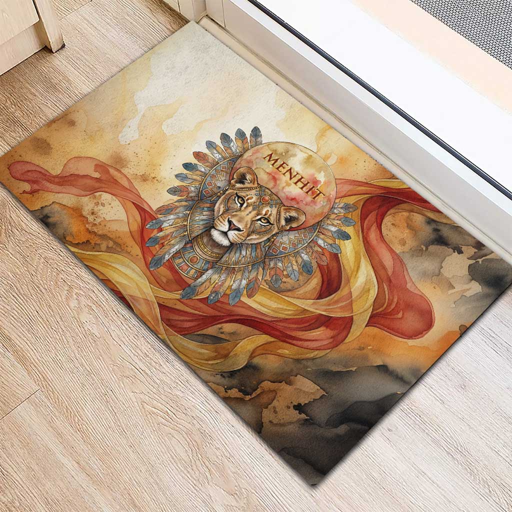 Menhit Rubber Doormat Lioness Warrior Goddess Uraeus Serpent Fire and Feathers Ancient Egyptian