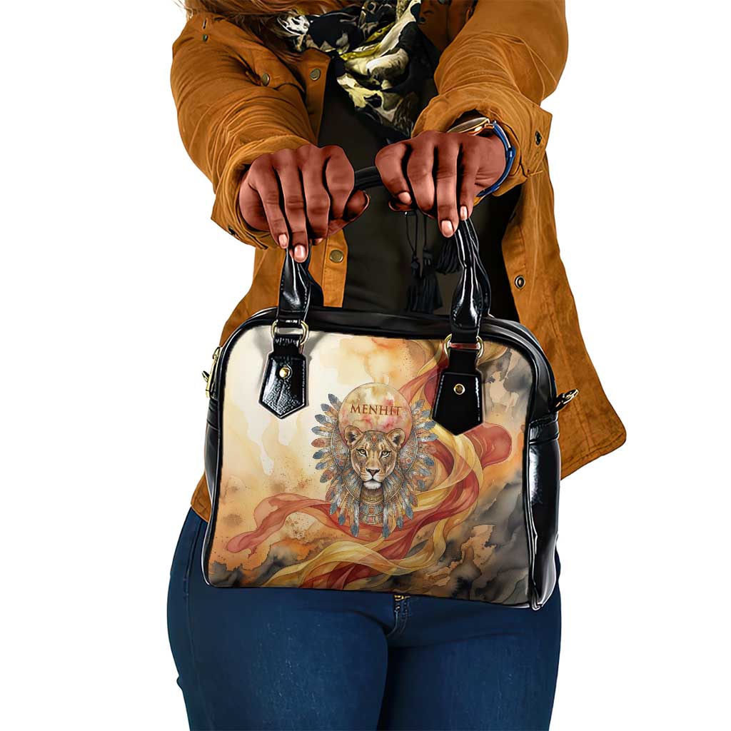 Menhit Shoulder Handbag Lioness Warrior Goddess Uraeus Serpent Fire and Feathers Ancient Egyptian