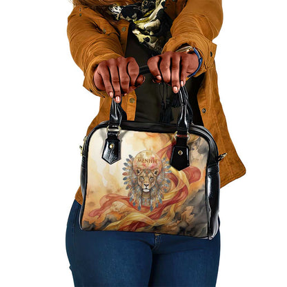 Menhit Shoulder Handbag Lioness Warrior Goddess Uraeus Serpent Fire and Feathers Ancient Egyptian