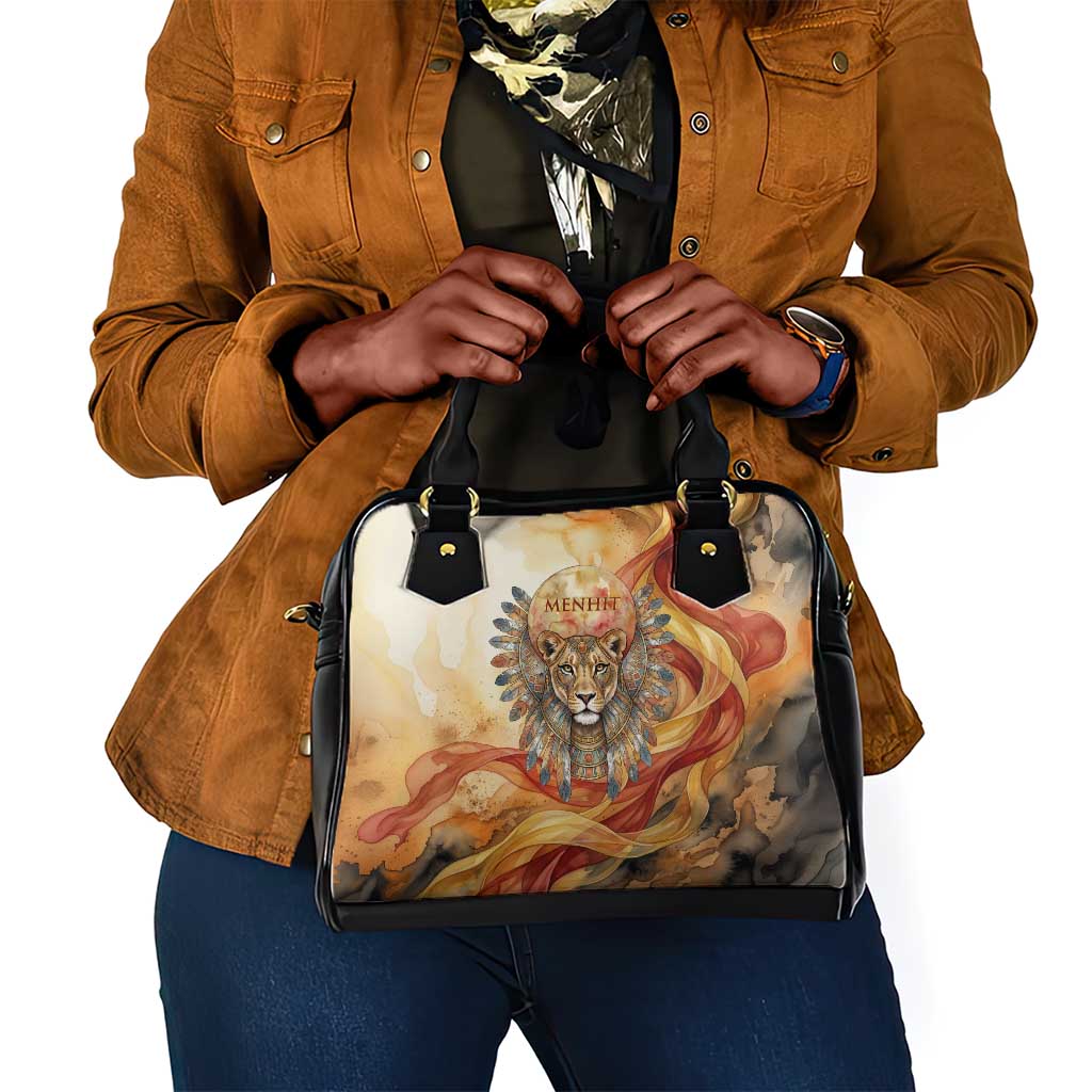 Menhit Shoulder Handbag Lioness Warrior Goddess Uraeus Serpent Fire and Feathers Ancient Egyptian