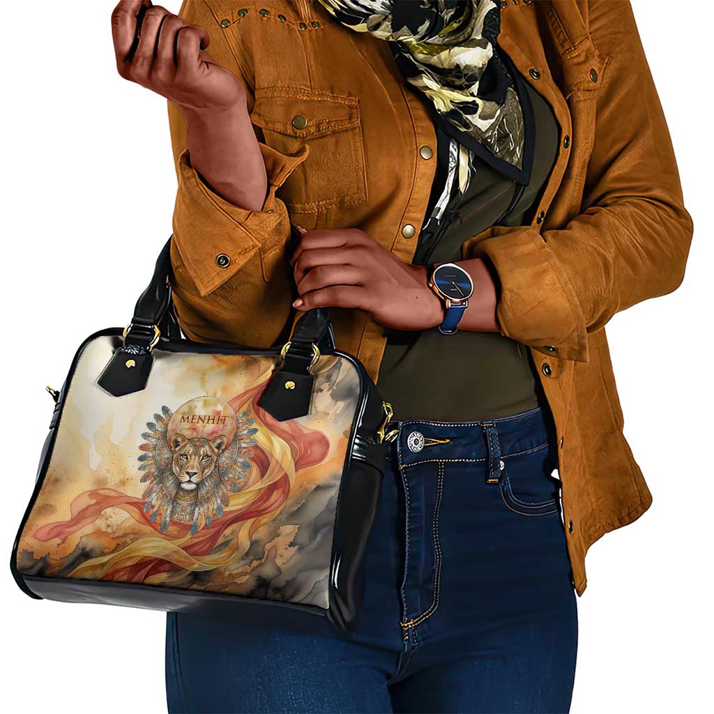 Menhit Shoulder Handbag Lioness Warrior Goddess Uraeus Serpent Fire and Feathers Ancient Egyptian