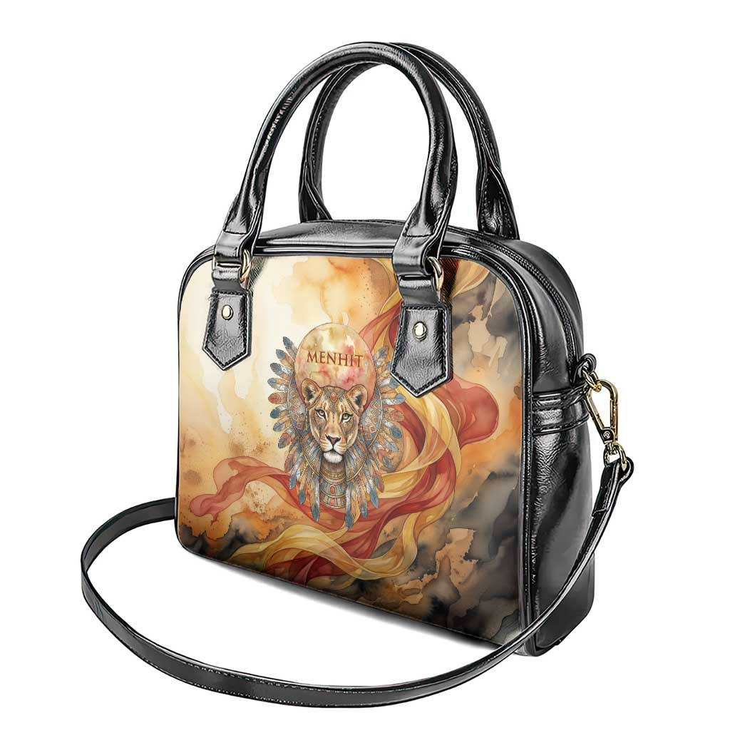 Menhit Shoulder Handbag Lioness Warrior Goddess Uraeus Serpent Fire and Feathers Ancient Egyptian