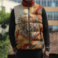 Menhit Sleeveless Puffer Jacket Lioness Warrior Goddess Uraeus Serpent Fire and Feathers Ancient Egyptian