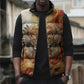 Menhit Sleeveless Puffer Jacket Lioness Warrior Goddess Uraeus Serpent Fire and Feathers Ancient Egyptian