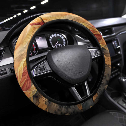 Menhit Steering Wheel Cover Lioness Warrior Goddess Uraeus Serpent Fire and Feathers Ancient Egyptian