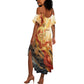Menhit Summer Maxi Dress Lioness Warrior Goddess Uraeus Serpent Fire and Feathers Ancient Egyptian