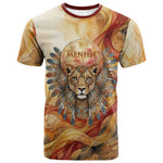 Menhit T shirt Lioness Warrior Goddess Uraeus Serpent Fire and Feathers Ancient Egyptian