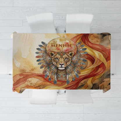 Menhit Tablecloth Lioness Warrior Goddess Uraeus Serpent Fire and Feathers Ancient Egyptian