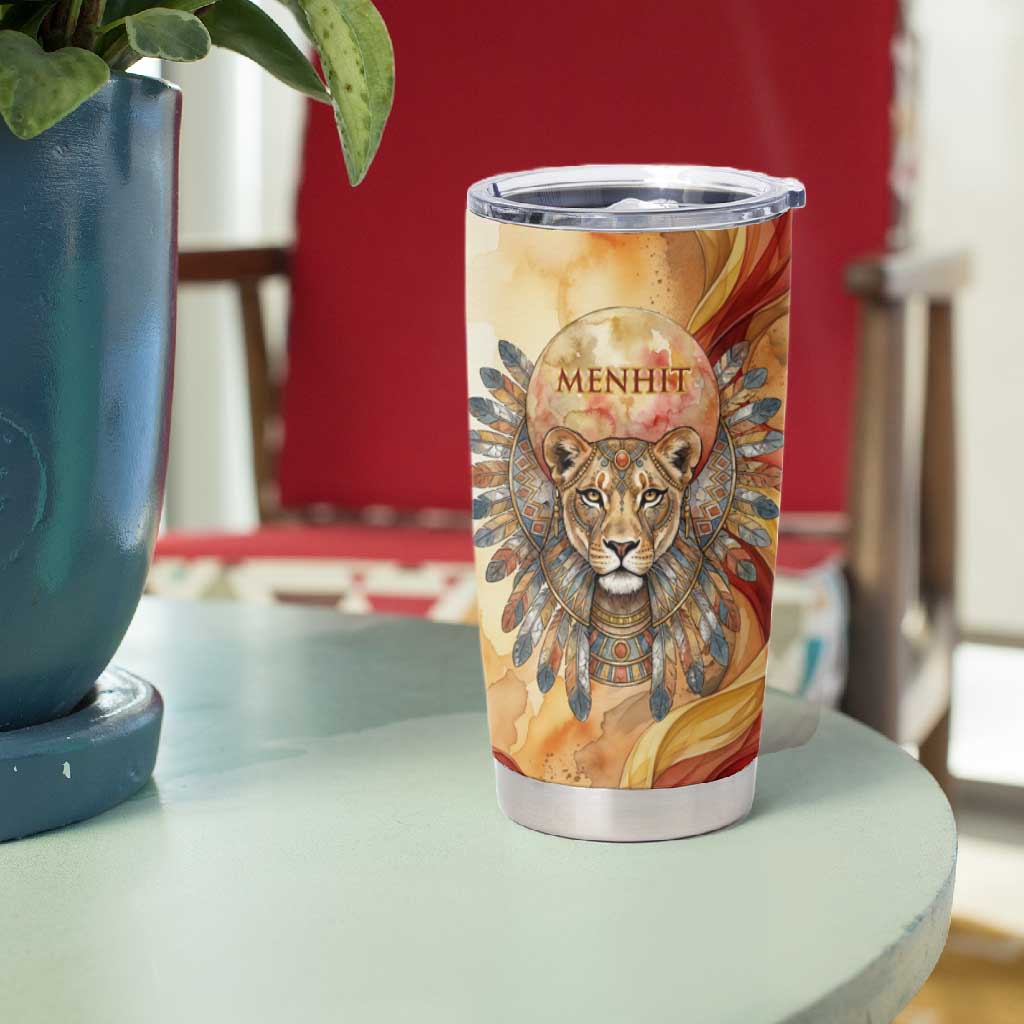 Menhit Tumbler Cup Lioness Warrior Goddess Uraeus Serpent Fire and Feathers Ancient Egyptian