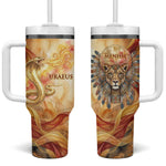 Menhit Tumbler With Handle Lioness Warrior Goddess Uraeus Serpent Fire and Feathers Ancient Egyptian