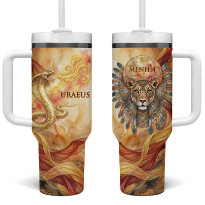 Menhit Tumbler With Handle Lioness Warrior Goddess Uraeus Serpent Fire and Feathers Ancient Egyptian