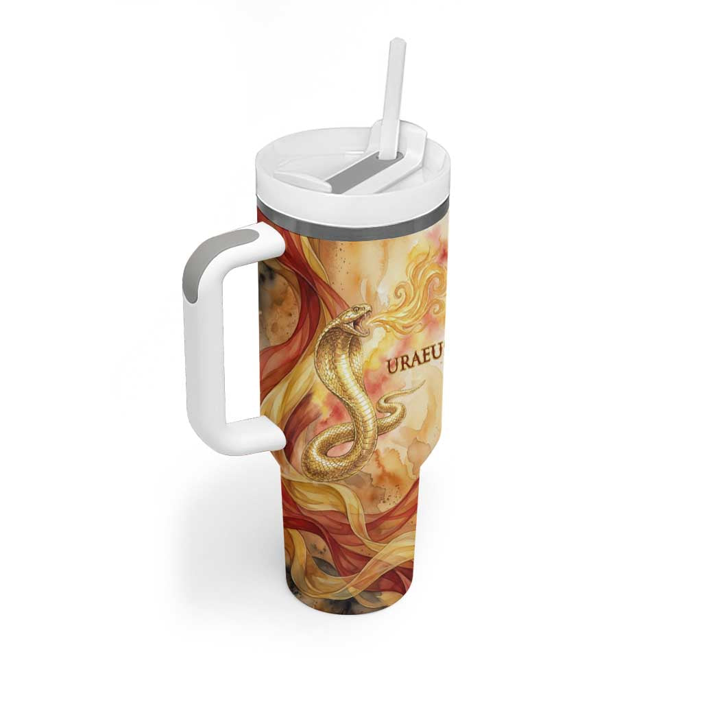 Menhit Tumbler With Handle Lioness Warrior Goddess Uraeus Serpent Fire and Feathers Ancient Egyptian