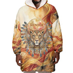 Menhit Wearable Blanket Hoodie Lioness Warrior Goddess Uraeus Serpent Fire and Feathers Ancient Egyptian