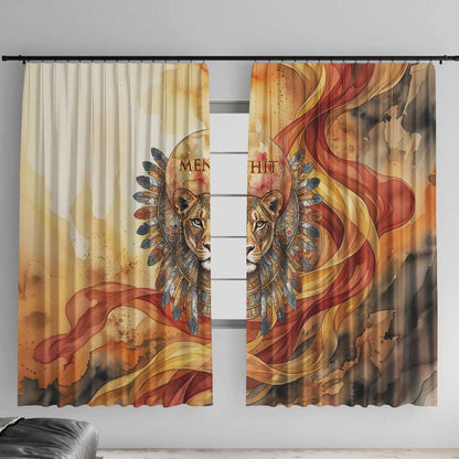 Menhit Window Curtain Lioness Warrior Goddess Uraeus Serpent Fire and Feathers Ancient Egyptian